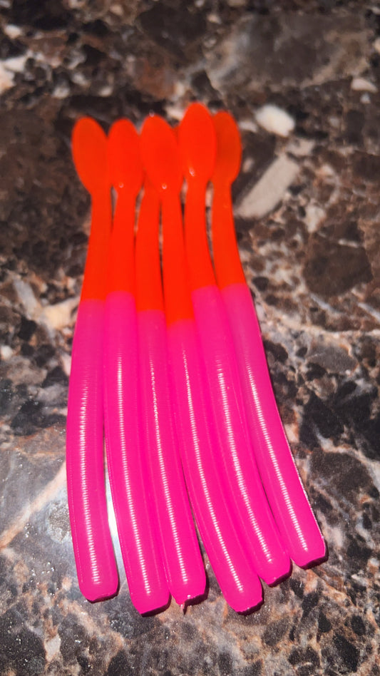 5 in orange pink worm
