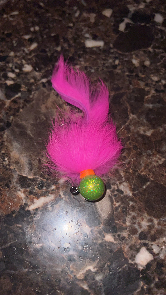 1/2oz jig disco green head pink body