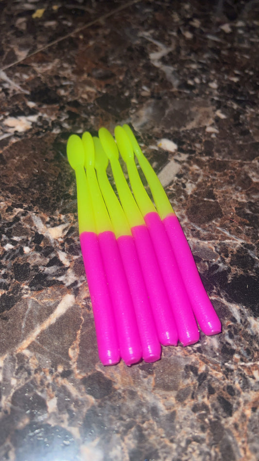 5 in worm purple with glow green tail