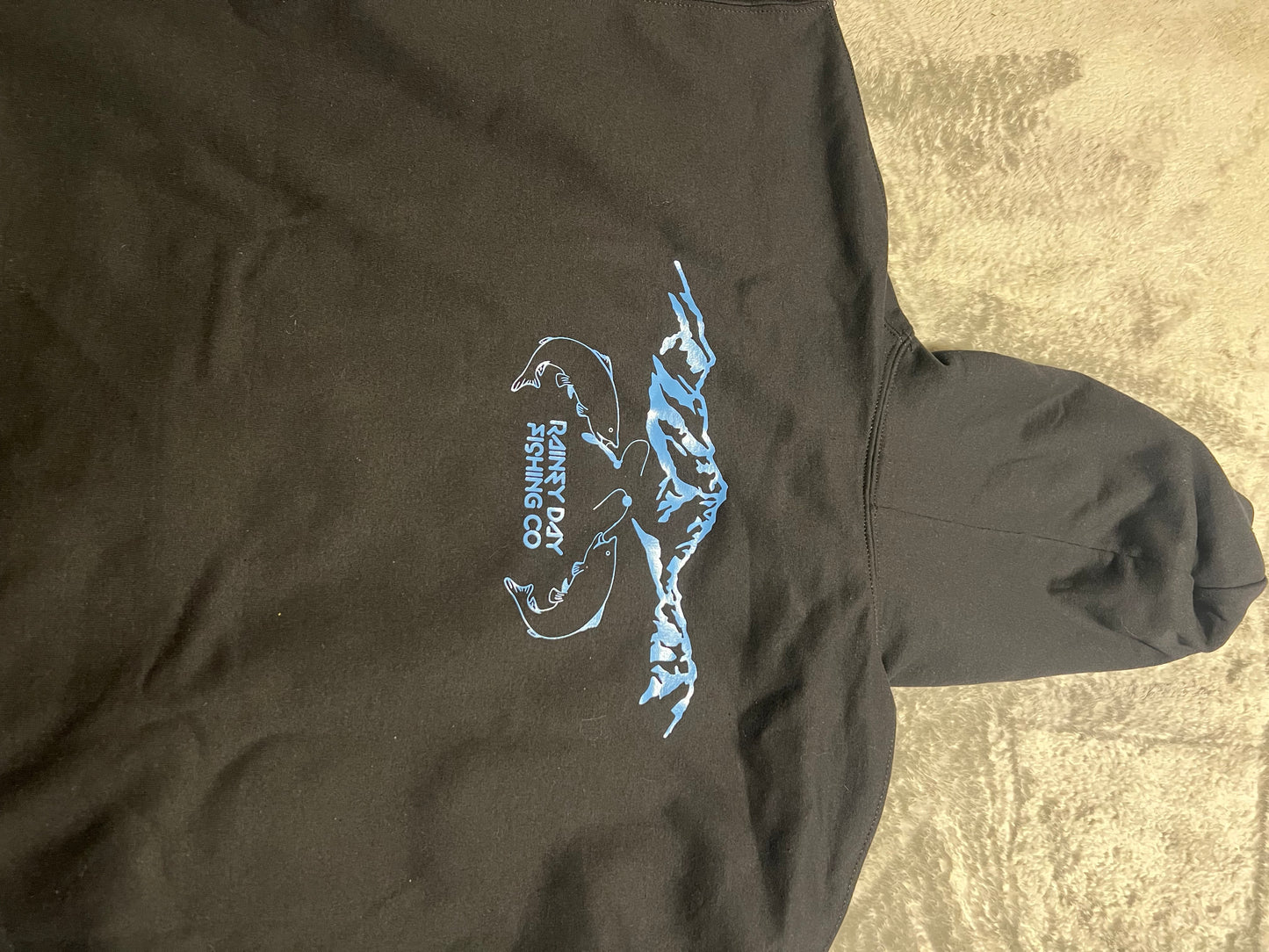 Xl light blue logo black hoodie