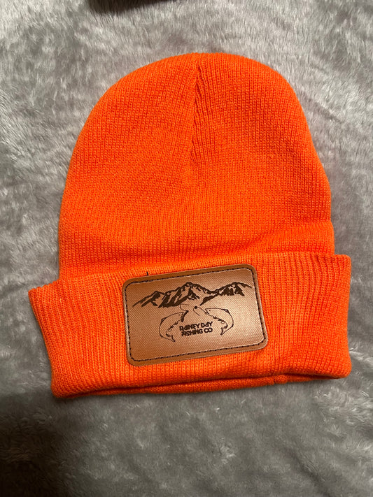 Orange beanie leather patch