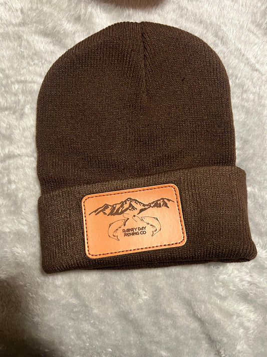 Dark brown beanie leather patch