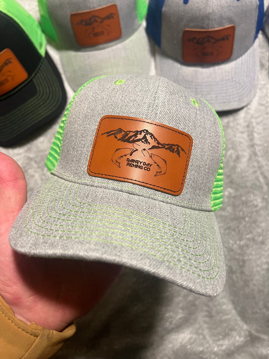 Grey and green hat
